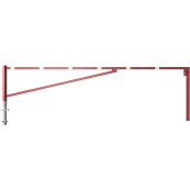 Swing barrier | for casting in concrete, hot-dip galvanized and red coated with white reflecting rings | clear width: 4500 mm | with Euro profile cylinder lock
